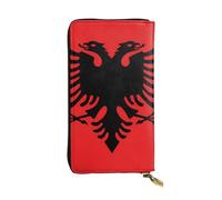 YYHWHJDE Albanian flag Printed Leather long clutch wallet Designed for fashion girls and women stylish and personalized 7.48 x 4.13 in, Black, One Size