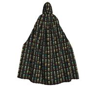 YYHWHJDE All Kinds Of Cactus Pattern Halloween Adult Hooded Cape Cloak - Super Large Hooded Cloak No Zipper