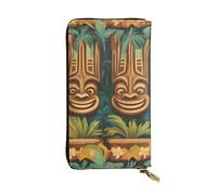 YYHWHJDE Aloha Tiki Pattern Printing Quality Leather Long Clutch Wallet Designed for Fashion Girls and Women Stylish 7.48 x 4.13 in