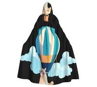 YYHWHJDE Alpaca In A Hot Air Balloon Pattern Halloween Adult Hooded Cape Cloak - Super Large Hooded Cloak No Zipper