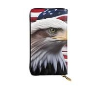 YYHWHJDE American Bald Eagle Printing Quality Leather Long Clutch Wallet Designed for Fashion Girls and Women Stylish 7.48 x 4.13 in