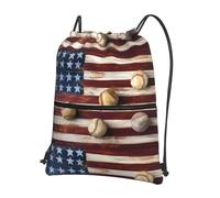 YYHWHJDE American flag and baseball Prints Drawstring Backpack - Lightweight, Waterproof Sport Throw Cover for Gym, Travel & Everyday Essentials