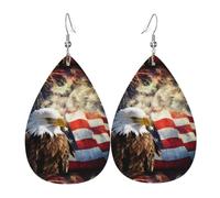 YYHWHJDE American Flag Fire Eagle Prints Water Drop Leather Earrings - Stylish Dangle Throw for Parties, Vibrant Color Layering, Non-Fading Finish