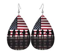 YYHWHJDE American Flag Veterans Day Prints Teardrop Leather Earrings - Lightweight Dangle Earrings for Women, Vivid Faux Leather Drops with Silver Plated Hooks, Chic Jewelry for Parties & Gifts