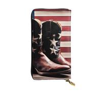 YYHWHJDE American Flag with Cowboy Boots Picture Quality Leather Long Clutch Wallet Designed for Fashion Girls and Women Stylish 7.48 x 4.13 in