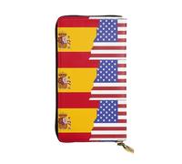 YYHWHJDE American Spain Flag Picture Quality Leather Long Clutch Wallet Designed for Fashion Girls and Women Stylish 7.48 x 4.13 in