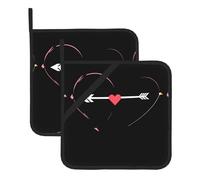 YYHWHJDE An arrow through the heart Pattern Square Insulation Pot Mat 2 Pieces Thick and durable with lanyard for Microwave Ovens, Ovens, Outdoor Grilling