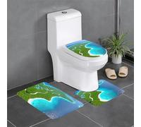 YYHWHJDE An island in the ocean Picture Anti slip floor mat three piece set bathroom carpet anti slip durable