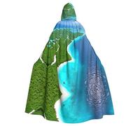YYHWHJDE An island in the ocean Prints Halloween Adult Hooded Cloak for Parties and Costumes