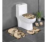 YYHWHJDE Ancient Map World Globe Picture Anti slip floor mat three piece set bathroom carpet anti slip durable