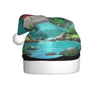 YYHWHJDE Ancient temples in the mountains Pattern Christmas Hat for Adult Soft and Fluffy, Ideal for Long-Term Use