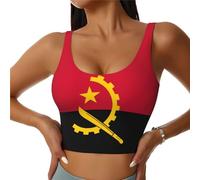 YYHWHJDE Angola Flag Printing Women's Sports Vest for Yoga Workout Fitness Motion Control Underwire, Black, S