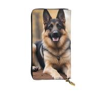 YYHWHJDE Animal german shepherd Picture Leather long clutch wallet Designed for fashion girls and women stylish and personalized 7.48 x 4.13 in, Black, One Size