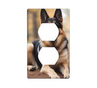 YYHWHJDE Animal German Shepherd Prints Double Socket Wall Panel Electrical Socket Cover Plate Shatter Decoration Durable 4.5x2.76in