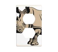 YYHWHJDE Animal Rhino Prints Double Socket Wall Panel Electrical Socket Cover Plate Shatter Decoration Durable 4.5x2.76in
