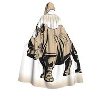 YYHWHJDE Animal Rhino Prints Halloween Adult Hooded Cape Men'S And Women'S Clothing Mantle Role-Playing
