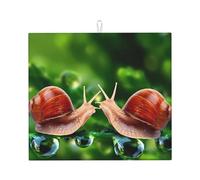 YYHWHJDE Animal Snail Prints Kitchen Drying Mat - Absorbent Microfiber Dish Drying Throw with Vibrant Prints, Quick-Dry Countertop Layer for Dishes