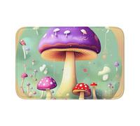 YYHWHJDE Anti Slip Thickened Floor Mat Purple Dream Mushroom Prints Non-Slip, Easy to Clean, Durable, Fade-Resistant, Perfect for Toilet Bathroom 60x40cm