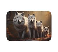 YYHWHJDE Anti Slip Thickened Floor Mat wolves family Prints Non-Slip, Easy to Clean, Durable, Fade-Resistant, Perfect for Toilet Bathroom 60x40cm