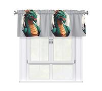 YYHWHJDE Arrogant Dragon Prints Kitchen Tier Curtains 54x18 - Peach Skin Window Layers for Soft Light & Easy Style