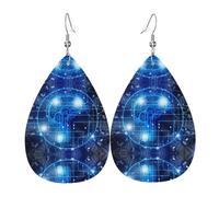 YYHWHJDE Artificial Intelligence Brain Prints Teardrop Leather Earrings - Lightweight Dangle Earrings for Women, Vivid Faux Leather Drops with Silver Plated Hooks, Chic Jewelry for Parties & Gifts