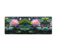 YYHWHJDE Asian Lotus Flower Pattern Extra Large Mouse Pad, Computer Office Anti Slip Gaming Keyboard Thickened Version 12x31.5in