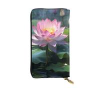 YYHWHJDE Asian Lotus Flower Printing Quality Leather Long Clutch Wallet Designed for Fashion Girls and Women Stylish 7.48 x 4.13 in