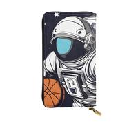 YYHWHJDE Astronaut Space Basketball Picture Quality Leather Long Clutch Wallet Designed for Fashion Girls and Women Stylish 7.48 x 4.13 in