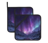 YYHWHJDE Aurora Falls Snow Pattern Square Insulation Pot Mat 2 Pieces Thick and durable with lanyard for Microwave Ovens, Ovens, Outdoor Grilling