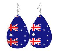YYHWHJDE Australian flag Prints Drip Leather Earrings - Chic Faux Leather Drops for Holiday & Everyday Glam