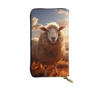 YYHWHJDE Australian sheep Picture Leather long clutch wallet Designed for fashion girls and women stylish and personalized 7.48 x 4.13 in, Black, One Size