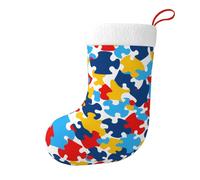 YYHWHJDE autism awareness puzzle pieces heart Pattern Christmas Socks Stocking Festival Large Capacity Printed Socks Decoration