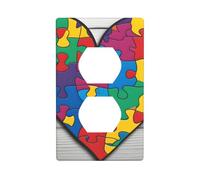 YYHWHJDE Autism Awareness Puzzle Pieces Heart Pattern Double Socket Wall Panel Decorative is Durable and Suitable for Socket Light Switch Accessories 4.5x2.76in