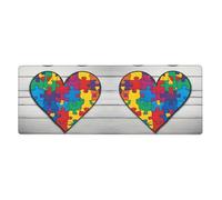 YYHWHJDE Autism Awareness Puzzle Pieces Heart Prints Extra Large Mouse pad Mousepad Computer Office Gaming Keyboard Thickened Version 12x31.5in
