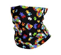 YYHWHJDE Autism Awareness Puzzle Pieces Heart Prints Versatile Sport Throw - Seamless, Quick-Drying, Multifunctional Headwear for Hiking, Biking & More!