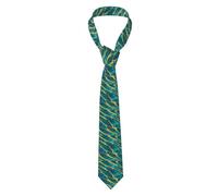 YYHWHJDE Azurite Teal and Foil Gold Oil Marble Pattern Prints Men's tie classic style suit cravat suitable for holidays and work