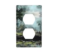 YYHWHJDE Bamboo Panda Pattern Double Socket Wall Panel Decorative for Residential and Commercial Areas 4.5x2.76in