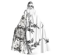 YYHWHJDE Bamboo Tree Image Chinese Calligraphy Prints Hooded Cloak - Long Polyester Throw for Cosplay & Halloween
