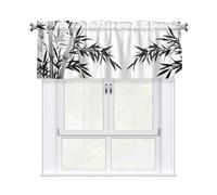 YYHWHJDE Bamboo Tree Image Chinese Calligraphy Prints Tier Curtains 54x18 Inch - 100% Polyester Peach Skin Window Layers for Lasting Performance