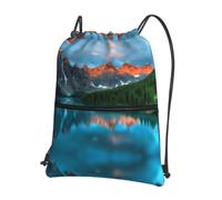 YYHWHJDE Banff National Park Prints Drawstring Backpack - Lightweight Waterproof Gym Bag with Zipper Pocket - Ideal for Travel, Yoga & Sports