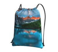 YYHWHJDE Banff National Park Prints Drawstring Backpack - Water-Resistant Polyester Throw Bag for Gym, Travel & Hiking - Lightweight, Durable & Compact