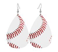 YYHWHJDE Baseball Lace Close Up Prints Water Drop Leather Earrings - Stylish Dangle Throw for Parties, Vibrant Color Layering, Non-Fading Finish