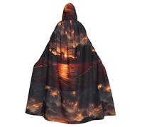 YYHWHJDE Basketball Court At Sunset Pattern Halloween Adult Hooded Cape Cloak No Zipper, Comfortable For Costume Parties