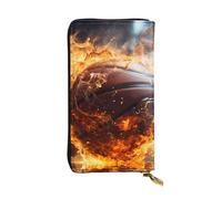 YYHWHJDE Basketball on Fire and Water Flame Splashing Printing Quality Leather Long Clutch Wallet Designed for Fashion Girls and Women Stylish 7.48 x 4.13 in