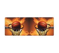 YYHWHJDE Basketball On Fire Pattern Extra Large Mouse Pad, Computer Office Anti Slip Gaming Keyboard Thickened Version 12x31.5in