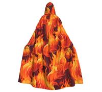 YYHWHJDE basketball on fire Pattern Halloween Adult Hooded Cloak for various party and carnival settings
