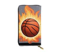 YYHWHJDE Basketball On Fire Printing Quality Leather Long Clutch Wallet Designed for Fashion Girls and Women Stylish 7.48 x 4.13 in