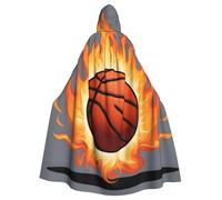 YYHWHJDE Basketball On Fire Prints Halloween Adult Hooded Cloak for Parties and Costumes