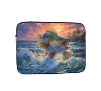 YYHWHJDE bass Fishing Wave Prints Protective Shockproof Portable Laptop Sleeve Case 10 inch for Men and Women Business Travel, and Office Daily Use