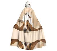 YYHWHJDE Basset Hound Prints Hooded Cloak - Long Polyester Throw for Cosplay & Halloween